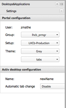 Settings panel.